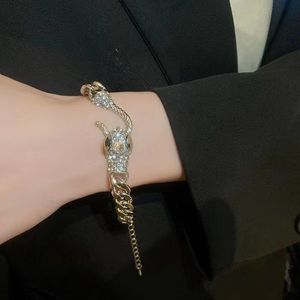 Christmas gift Fashion Style Super Shiny Crystal Pearl Snake Necklace Bracelet Pearl Stainless Steel Plated 18K Women's Exquisite Girls Fashion Jewelry Part