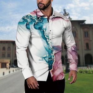 Mäns avslappnade skjortor 2023 Fashion Shirt Lapel Graffiti Ink Målning Flower Fjäril
