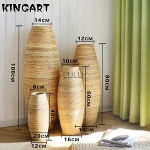 Duży wazon bambusowy wazon wielki ślub dekoracyjny wysoki wazon domowy rzepek kwiatowy tkanin retro antyczny duży wazon na podłodze 89 HKD230823