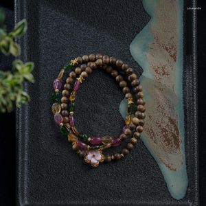 Link Bracelets Natural Yingge Lvqi Nan Agarwood Bracelet Fidelity Hainan Old Materials Log Buddha Beads Rosary For Men And Women