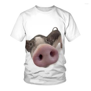 Herr t-skjortor europeiska och amerikanska kortärmad t-shirt rolig gris 3d digital tryck djur rund hals lösa avslappnade kläd