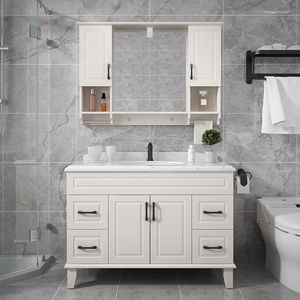 Badrum diskbänk kranar skåp kombination europeisk stil spegel ansikte tvättbassäng marmor tvättstandgolv