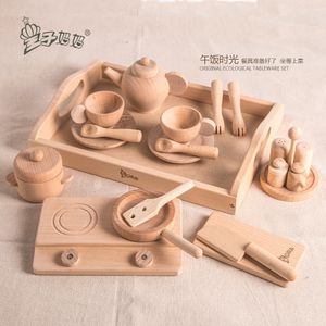 Kid Natural Wood Color Preschool Toys Fruits and Vegetables Simulation Spela House Kitchenware Cognitive Tood Toys Gifts