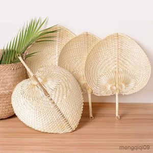 Chinese Style Products 5pcs Lot Pushan Arts Hand Made Fan Peach Shaped Bamboo Fan Summer Cool Air Fan DIY Large Chinese Home Decor Wedding Gift R230810