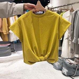 Women's T Shirts Neploe Korean Fashion Cross Kink Shirt 2023 Summer Simple Solid Color Tops Women Flying Sleeve All-match Kawaii Clothes