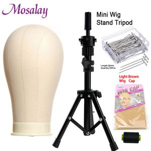 Wig Stand Canvas Block With Wig Tripod Stand Holder For Making Wigs Training Mannequin Head With Stand For Display Styling Manikin Head 230809