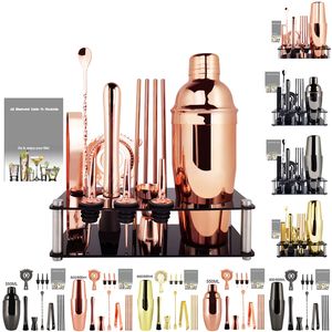 Bar Tools 550 ml 800600ml Cocktail Shaker Rostfritt stål Boston Shakers Mixer Wine Bartender Kit Black and Rose Gold Barware 230809