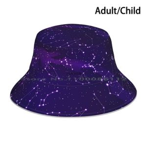 Wide Brim Hats Bucket Hats Star Field Bucket Hat Sun Cap Stars Galaxy Astronomy Space Purple Night Sky Nebula Universe Astrology Zodiac Eleanor Lutz HKD230810