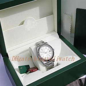 New Factory S Luxury 2813 Automatisk rörelse 40mm White Gold Silver Stick Datejust II #116334 Med Original Box Diving Watch249x