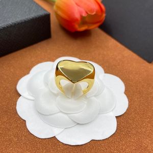 Heart Shaped Wide Face Gold Ring Ladies Luxury 18K Gold Plated Simple Personalized Open End Ring Stainless Steel Vintage Classic Accessories