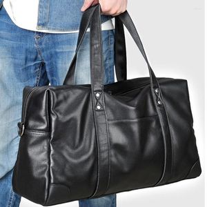 Duffel Bags Men's Shoulder Bag Leather Luggage With Large Capacity Top Layer Cowhide Casual Handbag For Business Male Travel