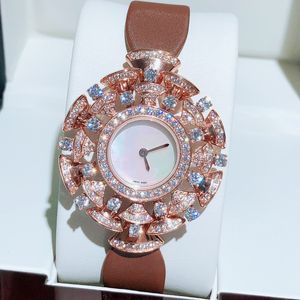 Creative Womens Watch Colored Diamond lady watch Fashion Wristwatches Swiss Quartz Movement Mother-of-pearl Dial Sapphire Stainless Steel Waterproof