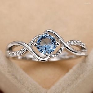 Wedding Rings KERLA Korean Fashion Design Women's Blue Cubic Zirconia High Quality Silver Color Ring Engagement Jewelry Trend