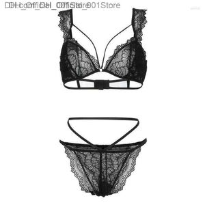 Bras Sets Erotic Women Sissly Lace Sexy Lingerie Deep V Straps Bra Panty Set Babydoll Mujer Lenceria Porno Sex Costumes Langerie Z230810