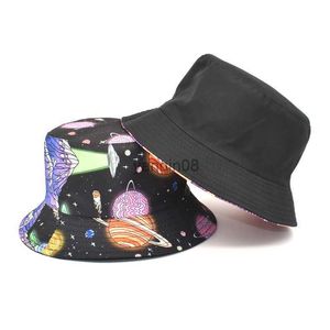 Bred Brim Bucket Outdoor Sunshade Shopping Fairy Tales Otroligt psykedeliska svamptryck Fisherman's Cap för F252 HKD230810