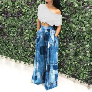Women's Pants Casual Trousers Sale Tie Dyeing Printing Long For Women Wide Leg High Waist Loose Straight With Pockets