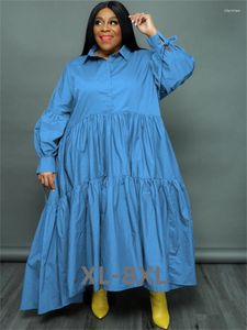 Plus storlek klänningar skjorta för kvinnor kläder casual lös stor swing maxi klänning mode streetwear helhet 3xl 4xl 5xl 6xl