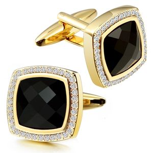 Cuff Links Crystal Sparkling Elegant Men's Cufflinks French Shirt Dress Jewellery Accessories Party Gift with Box p230809