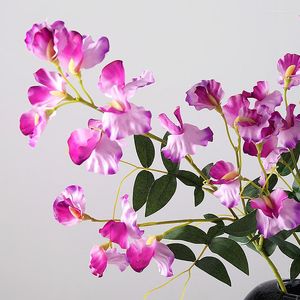 Dekorativa blommor Simulering Pea Orchid Branch Silk Wedding Decoration Brud Artificial Flower Home