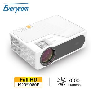 Projectors Everycom YG625 Projector LED LCD Native 1080P 7000 Lumens Support Bluetooth Full HD USB Video 4K Beamer for Home Cinema theater 230809