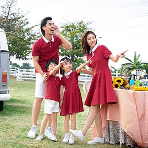 Family Matching Outfits Summer Family Matching Clothes Family Look Mum Daughter Cotton Dress Dad Son T-shirt Shorts Couple Outfit Sister Matching