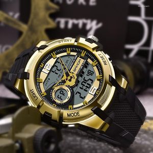 Armbandsur 2023 Sanda Top Brand Dual Display Wrist Watch Men Watches Sports For Clock Military Wristwatch Outdoor 5atm Waterproof Hour