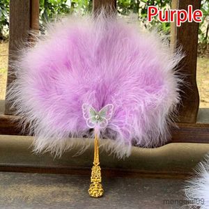 Chinese Style Products Feather Hand Fan Butterfly African Bride Bridesmaid Performance Dance Handfans Small Photo Props Wedding Decorations Supplies R230810