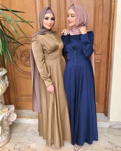 Etniska kläder satin abayas muslimsk klänning i full längd flare hylsa mjukt glansigt abaya dubai kalkon islam robe kvinnor ramadan eid djellaba femme