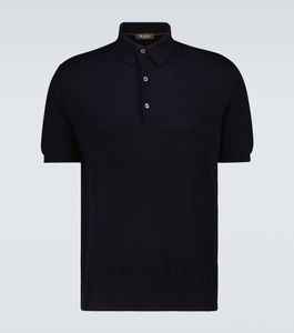 男性ポロTシャツ夏のロロピアナイタリアン服カジュアルポロスシャツ半袖Tシャツファッションブラック