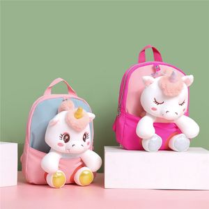 Backpacks Girl School Bags Child Unicorn Plush Backpack Kindergarten Student Cute Girls Children Travel Schoolbag 230810