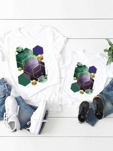 Family Matching Outfits Tee Women Child Kid Clothing Lovely Watercolor Abstract Boy Girl Summer Family Matching Outfits Mom Mama Graphic T-shirt Clothes