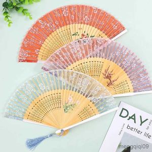 Kinesiska stilprodukter vintage stil silke kinesiska fällbara fan dansföreställningar hand fans bröllop konst hantverk present fans för gäst heminredning ornament r230810