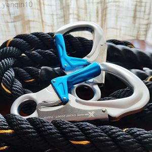 Rock Protection Rock Climbing Carabiner 35KN Auto-Lock Mountaineering Downhill D-Shape Climbing Buckle Heavy Duty Safy Locking Snap Equipment HKD230810