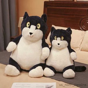 Stuffed Plush Animals 35CM Fat Cat Soft Plush Toy Stuffed Animals Lazy Angry Simulation Ugly Black Cat Doll Gift For Kids R230810