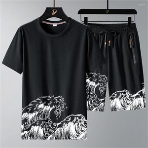 Męskie dresy 2023 Summer moda luźna kombinezon 3D Druk Y2K Men Shorts Black T-shirts Szybki i wściekły swobodny pullover