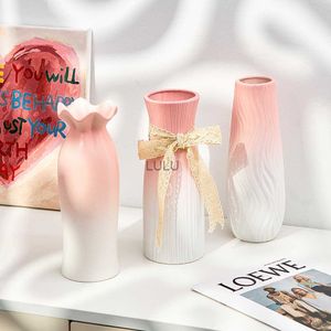 Luksusowa dekoracja salonu estetyczna urocza nordycka ceramiczna wazon różowy uroczy pokój dekoracje domowe domowe wnętrza wazony stół hkd230810