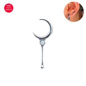 Labret Lip Piercing Jewelry ASTM 36 Crescent Moon Wand gängad End Fairy Tale Earring Stud Zircon Body 230809