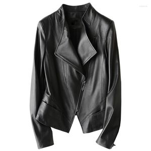 Women's Leather 2023Leather Jacket Real Women Clothes Korean Fit Streetwear Genuine Jackets Short Sheepskin Motorcycle Co