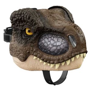 Máscara de dinossauro jurássico com textura realista da mandíbula e abertura do nariz colorido e cinta segura de 12 anos e mais HKD230823