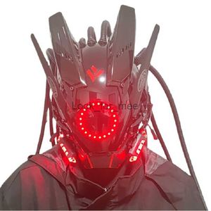 Pipe Dreadlocks Cyberpunk Mask USB Cosplay Shinobi Forces Sił Samuraj Projekt El z LED Light DJ Party Supplies HKD230810