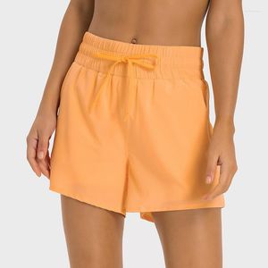 Shorts ativos ABS LOLI leve feminino 2 em 1 treino de ginástica com bolsos cordão cintura alta yoga running forro