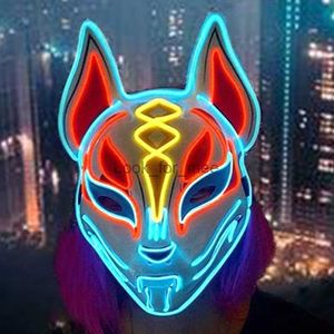 Hot Sale Halloween Glowing Face Mask Led Fox Mask for Men Women Game Theme Mask Cosplay Party Carnival Costume Half Face Mask HKD230810