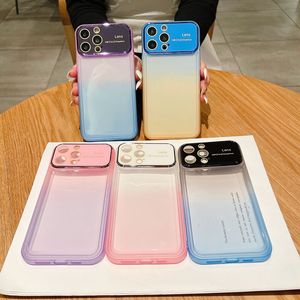 Luxury Large Window Cases For Iphone 14 Plus 13 Pro MAX 12 11 Iphone14 Camera Lens Protector Crystal Bling Gradient Two Colors Clear Soft TPU Fine Hole Phone Back Cover