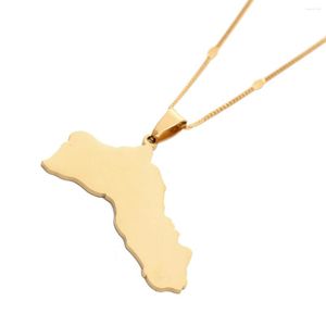 Pendant Necklaces Stainless Steel Polish Smooth Surface Kurdistan Map Gold Color Kurdish Cities Chain Jewelry