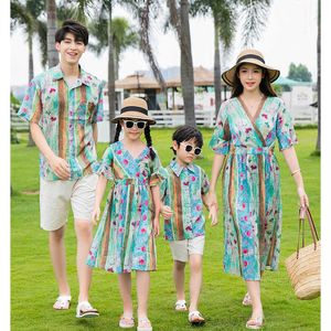 Family Matching Outfits Summer Beach Family Matching Outfits Holiday Mum Daughter Dresses Dad Son T-shirt Family Look Couple Outfits