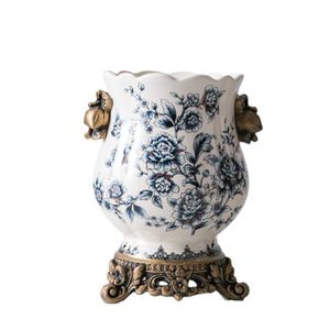 Best Selling New Chinese Style Blue White Cracked Ice Pattern Ceramic Vase Creative Home Decoration European Style Vase HKD230810