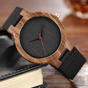 Wristwatches Sdotter Quartz Watches Wood Mens Clock Unique Design Top Wooden Bamboo Sport Wrist Watch Black Face Hodinky Man