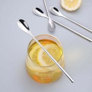 Dinnerware Sets Wholesale 304 Stainless Steel Bar Ice Spoon Honey Long Handle Stirring Water Drop Shape Coffee 1Pcs