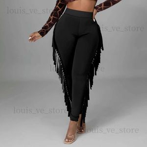 Meqeiss Spring New Knitted Fringe Pencil Pants Solid High-waist Tassel Bodycon Trousers Street All-match Bottoms y2k pants Women T230810