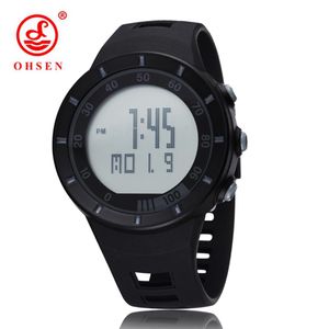 OHSEN NYA 2017 Sports Fashion Mens armbandsur Simning Klättringsklockor Black Rubber Band Militär Electronic LED -klockor Relogio 322S